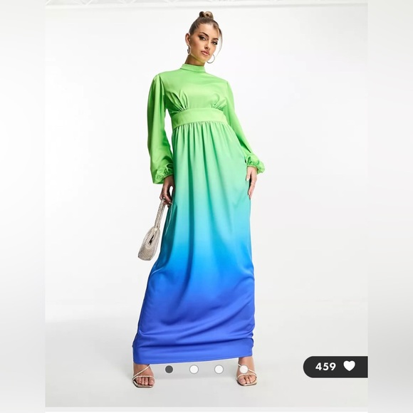 ASOS Dresses & Skirts - ASOS Flounce London balloon sleeve maxi dress in blue and green ombre